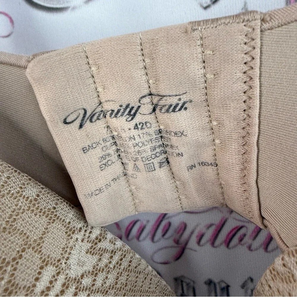 Vanity fair bra nude tan gold shiny shimmer print abstract adjustable Gold Bra